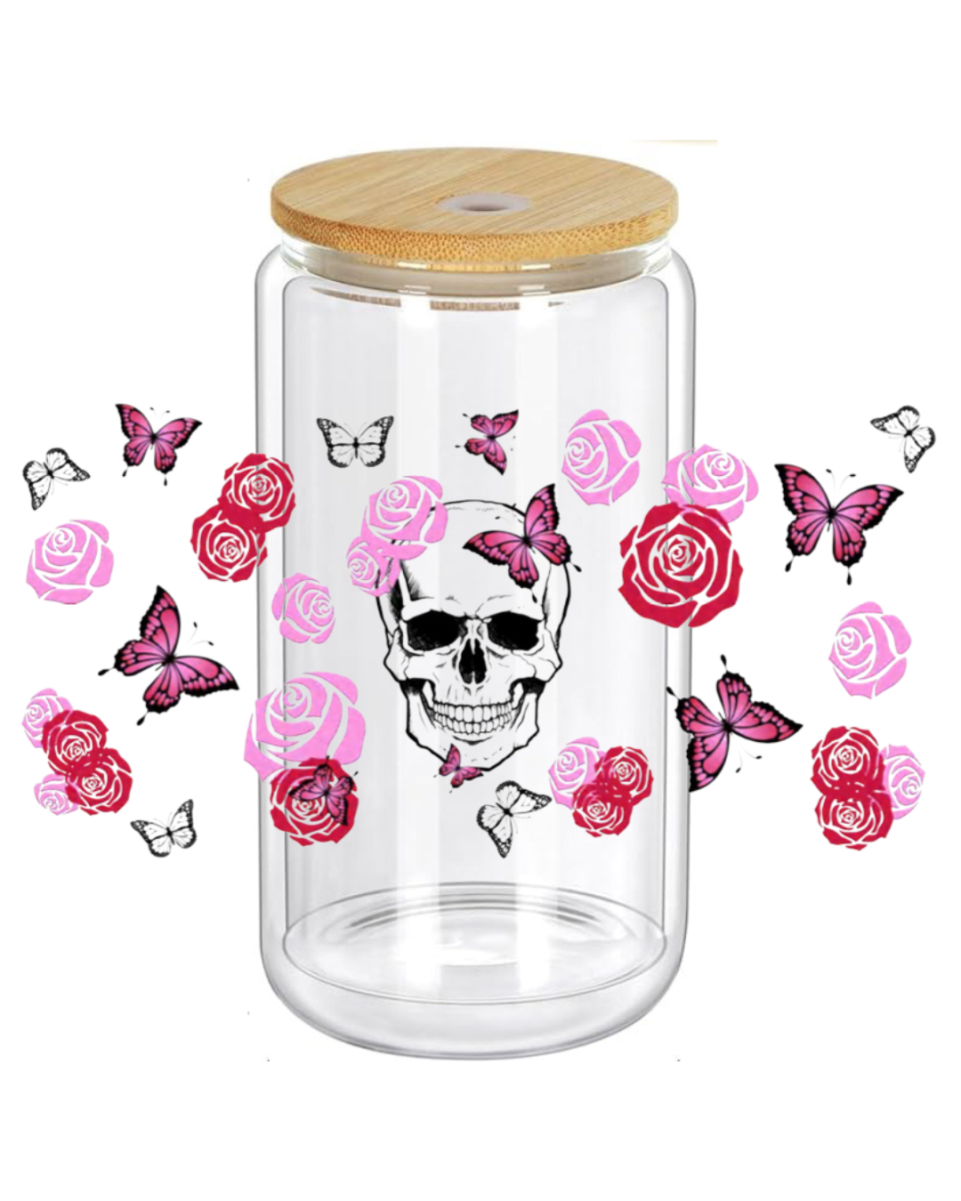 Skull Butterflies and flowers -D2